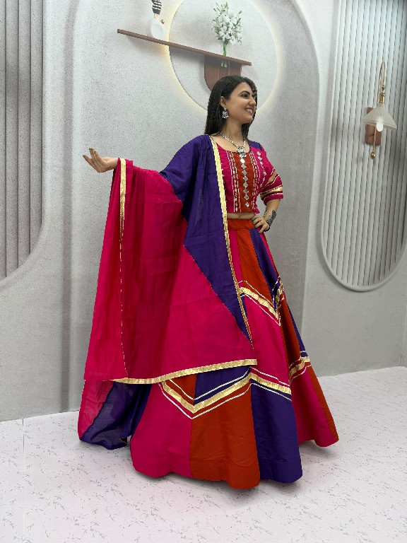 TAPI CREATION D.NO 345 WHOLESALE READYMADE ROMAN SILK NAVRATRI SPECIAL LEHENGA CHOLI FOR EXPORT