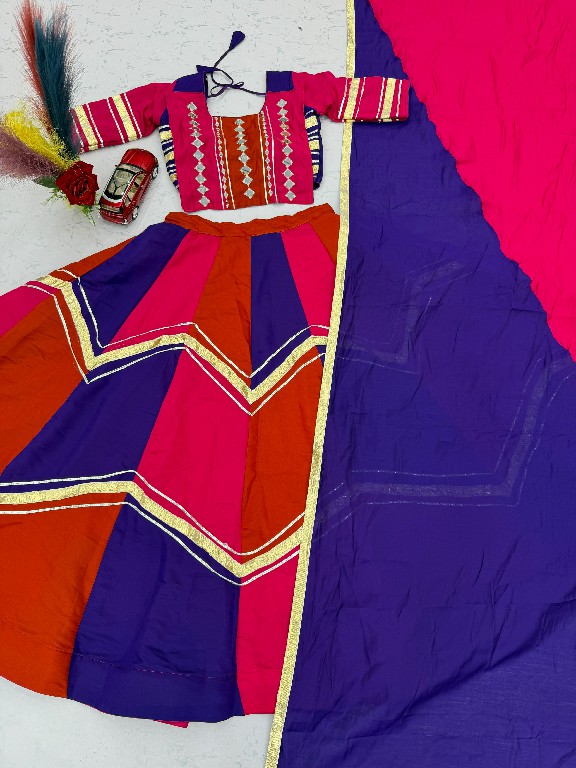 TAPI CREATION D.NO 345 WHOLESALE READYMADE ROMAN SILK NAVRATRI SPECIAL LEHENGA CHOLI FOR EXPORT