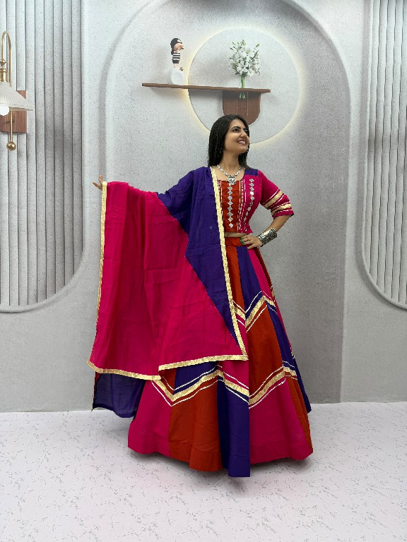TAPI CREATION D.NO 345 WHOLESALE READYMADE ROMAN SILK NAVRATRI SPECIAL LEHENGA CHOLI FOR EXPORT