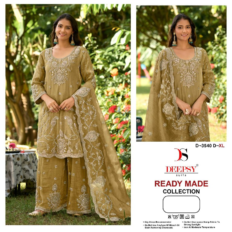 DEEPSY D.NO 3540 WHOLESALE READYMADE SALSA SILK WITH BEATS WORK PLAZZO STYLE 3 PCS SUITS EXPORTER