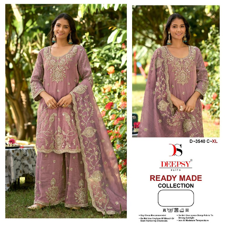 DEEPSY D.NO 3540 WHOLESALE READYMADE SALSA SILK WITH BEATS WORK PLAZZO STYLE 3 PCS SUITS EXPORTER