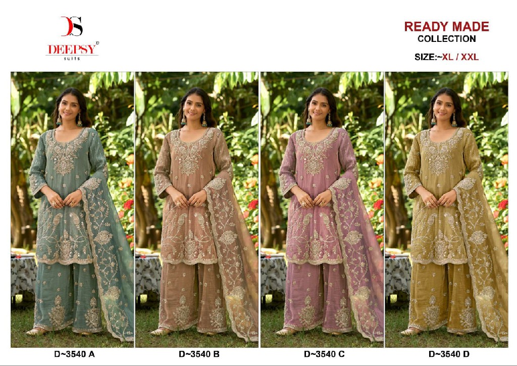 DEEPSY D.NO 3540 WHOLESALE READYMADE SALSA SILK WITH BEATS WORK PLAZZO STYLE 3 PCS SUITS EXPORTER