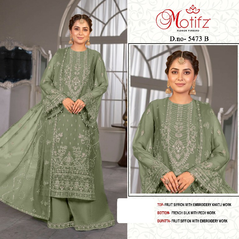 MOTIFZ D.NO 5473 WHOLESALE FRUIT CHIFFON PAKISTANI POPULAR DESIGN UNSTITCH SALWAR SUITS EXPORTER