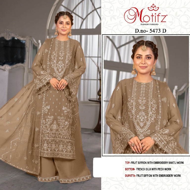 MOTIFZ D.NO 5473 WHOLESALE FRUIT CHIFFON PAKISTANI POPULAR DESIGN UNSTITCH SALWAR SUITS EXPORTER