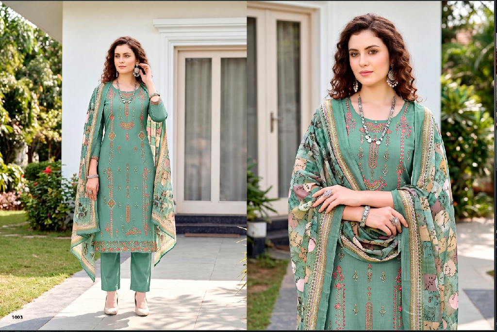 RAS AUR PRASANG PRESENT VISCOSE MUSLIN HEAVY EMBROIDERED UNSTITCH SALWAR SUITS EXPORTER