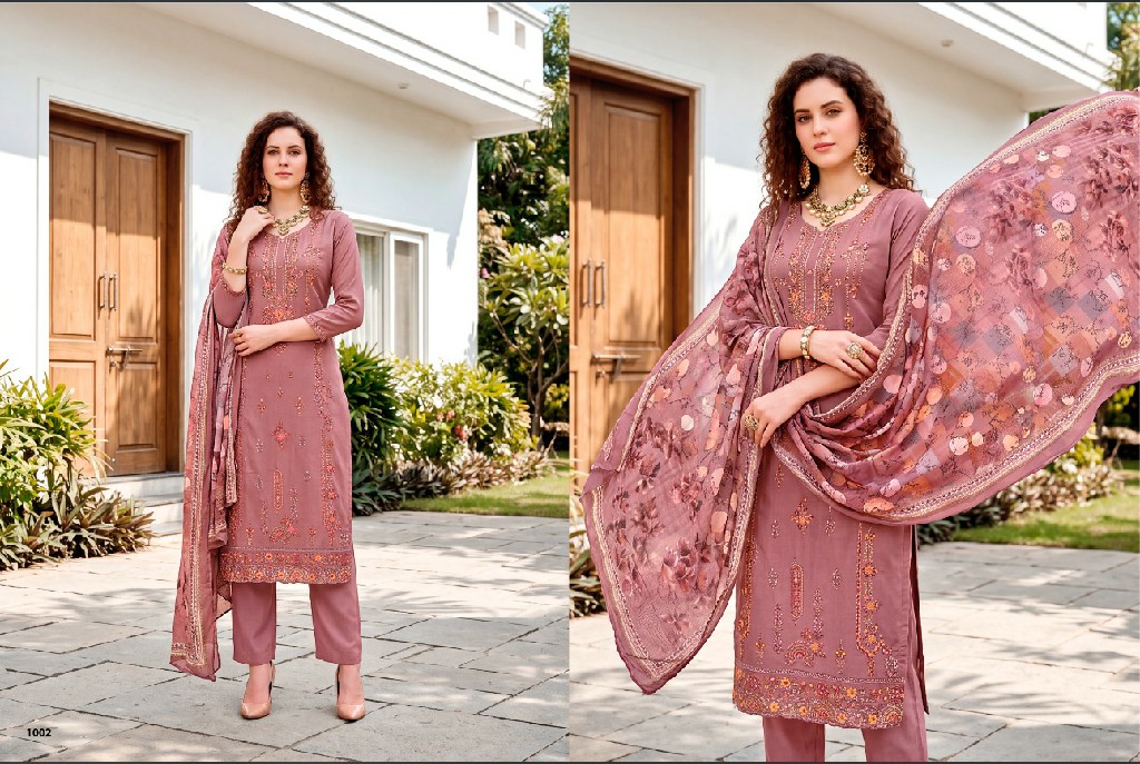 RAS AUR PRASANG PRESENT VISCOSE MUSLIN HEAVY EMBROIDERED UNSTITCH SALWAR SUITS EXPORTER