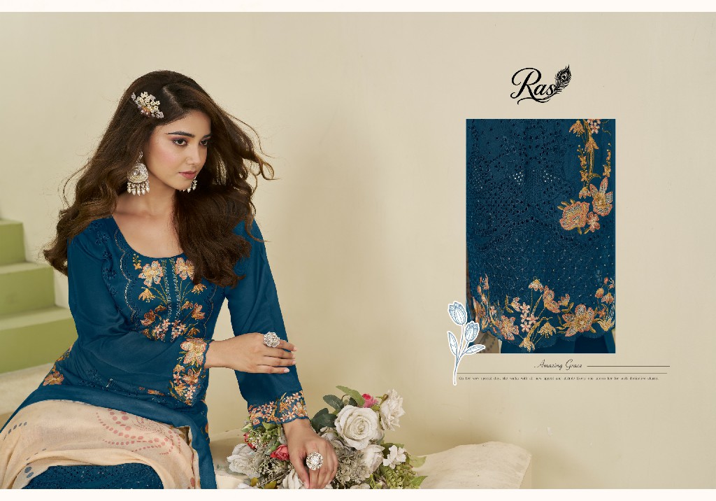 RAS RANG E BAHAR WHOLESALE VISCOSE MUSLIN AMAZING WORK UNSTITCH SALWAR SUITS SUPPLIER