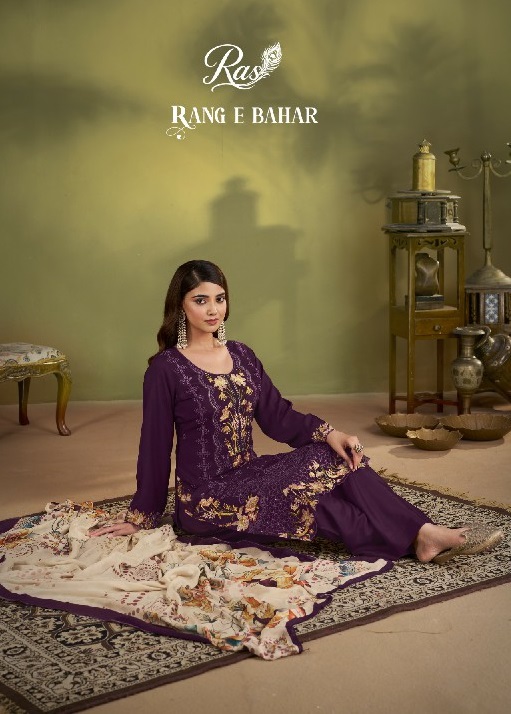 RAS RANG E BAHAR WHOLESALE VISCOSE MUSLIN AMAZING WORK UNSTITCH SALWAR SUITS SUPPLIER
