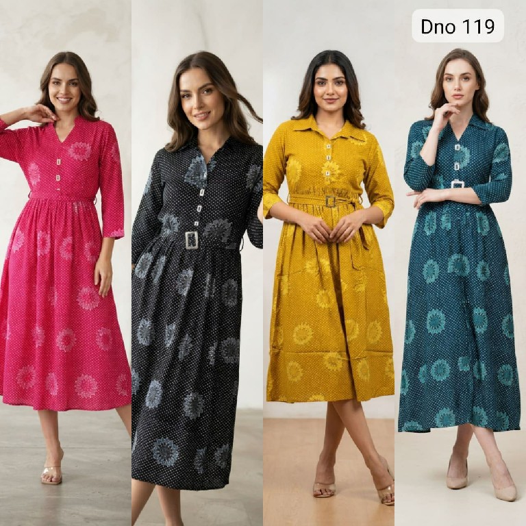 TEXTILEDEAL D.NO 119 WHOLESALE READYMADE HEAVY RAYON MODERN LOOK ONE PIECE DRESS FOR WOMEN ONLINE