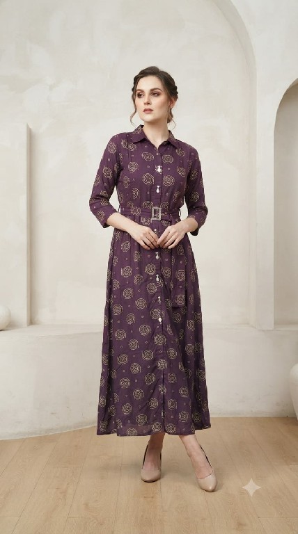 TEXTILEDEAL D.NO 118 WHOLESALE READYMADE HEAVY RAYON WESTERN LOOK ONE PIECE DRESS FOR WOMEN EXPORTER