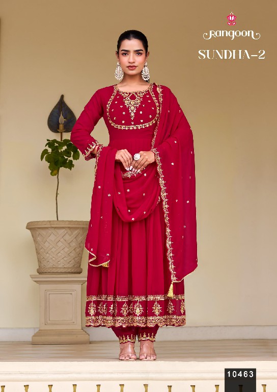 RANGOON SUNDHA VOL 2 READYMADE GEORGETTE ANARKALI STYLE TRENDY 3 PCS SUITS  SUPPLIER