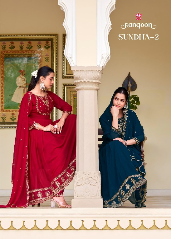 RANGOON SUNDHA VOL 2 READYMADE GEORGETTE ANARKALI STYLE TRENDY 3 PCS SUITS  SUPPLIER