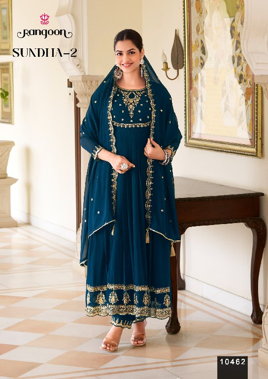 RANGOON SUNDHA VOL 2 READYMADE GEORGETTE ANARKALI STYLE TRENDY 3 PCS SUITS  SUPPLIER