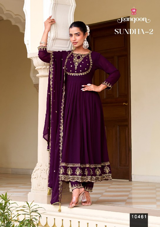 RANGOON SUNDHA VOL 2 READYMADE GEORGETTE ANARKALI STYLE TRENDY 3 PCS SUITS  SUPPLIER