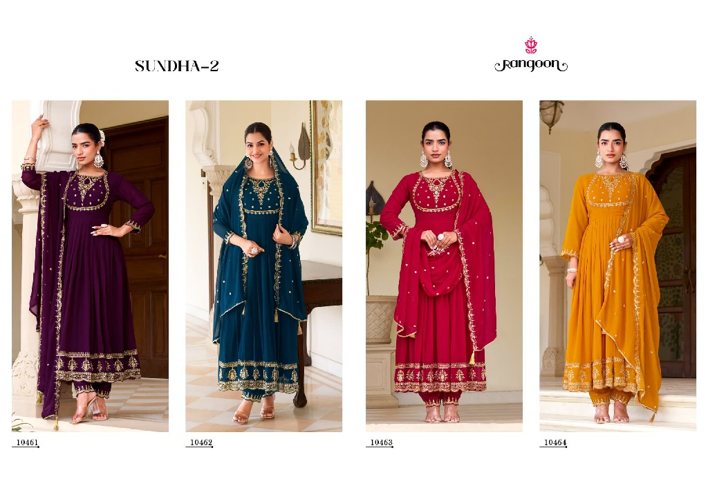 RANGOON SUNDHA VOL 2 READYMADE GEORGETTE ANARKALI STYLE TRENDY 3 PCS SUITS  SUPPLIER