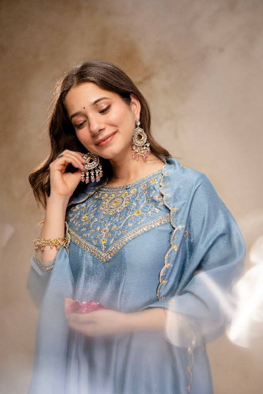 TEXTILEDEAL PC LUNA WHOLESALE READYMADE VICHITRA SILK BEAUTIFUL FLARED 3 PCS SUITS FOR EXPORT