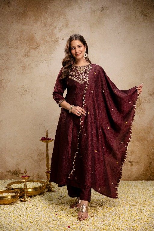 TEXTILEDEAL PC LUNA WHOLESALE READYMADE VICHITRA SILK BEAUTIFUL FLARED 3 PCS SUITS FOR EXPORT