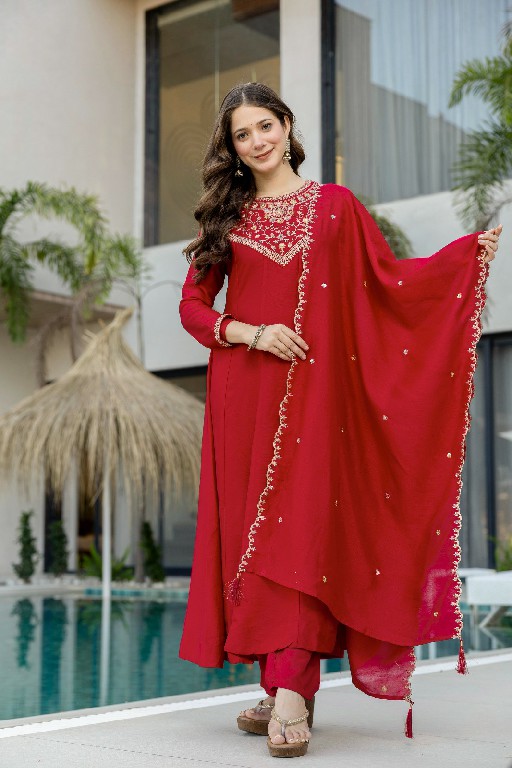 TEXTILEDEAL PC LUNA WHOLESALE READYMADE VICHITRA SILK BEAUTIFUL FLARED 3 PCS SUITS FOR EXPORT