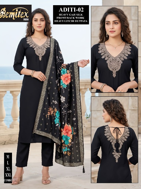 BEMITEX ADITI WHOLESALE READYMADE GAJJI SILK FESTIVE SPECIAL 3 PCS COMBO SET SUITS EXPORTER