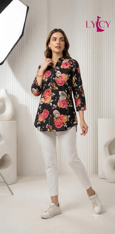 LYCY PRESENT READYMADE HEAVY RAYON FANCY BUTTON WORK SHORT TOPS COMBO FOR EXPORT