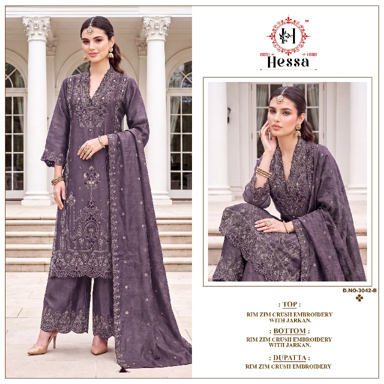 HESSA D.NO 3042 WHOLESALE READYMADE RIMZIM CRUSH PAKISTANI PLAZZO STYLE 3 PCS SUITS EXPORTER