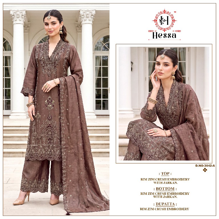 HESSA D.NO 3042 WHOLESALE READYMADE RIMZIM CRUSH PAKISTANI PLAZZO STYLE 3 PCS SUITS EXPORTER