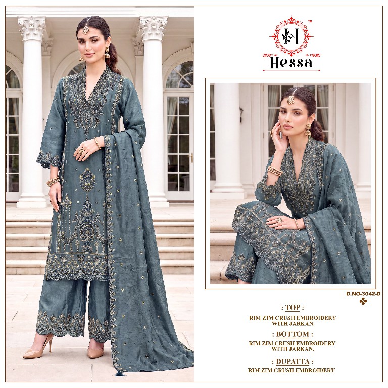 HESSA D.NO 3042 WHOLESALE READYMADE RIMZIM CRUSH PAKISTANI PLAZZO STYLE 3 PCS SUITS EXPORTER