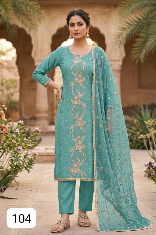 PURPLE CREATION HANNAH WHOLESALE READYMADE PV CHANDERI DESIGNER HAND WORK 3 PCS SUITS FOR WOMEN ONLINE