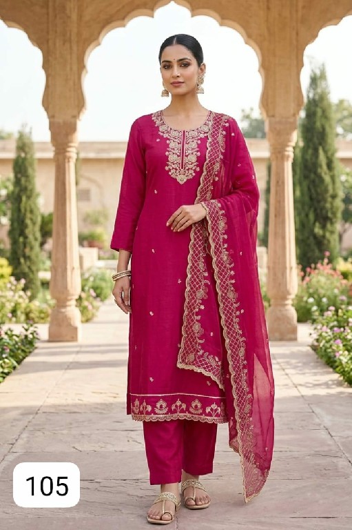 PURPLE CREATION HANNAH WHOLESALE READYMADE PV CHANDERI DESIGNER HAND WORK 3 PCS SUITS FOR WOMEN ONLINE