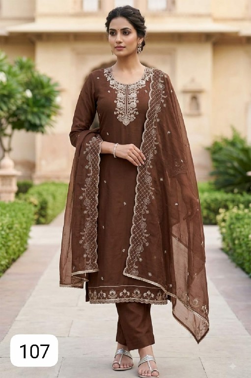 PURPLE CREATION HANNAH WHOLESALE READYMADE PV CHANDERI DESIGNER HAND WORK 3 PCS SUITS FOR WOMEN ONLINE