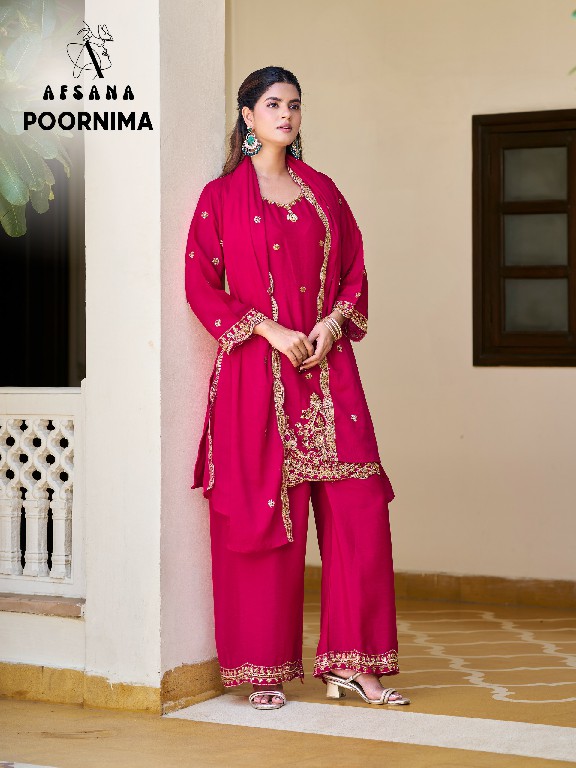 AFSANA POORNIMA WHOLESALE READYMADE CHINON WITH WORK FESTIVE WEAR 3 PCS COMBO SET SUITS SUPPLIER