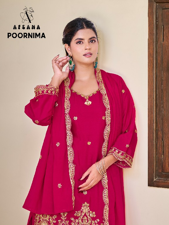 AFSANA POORNIMA WHOLESALE READYMADE CHINON WITH WORK FESTIVE WEAR 3 PCS COMBO SET SUITS SUPPLIER
