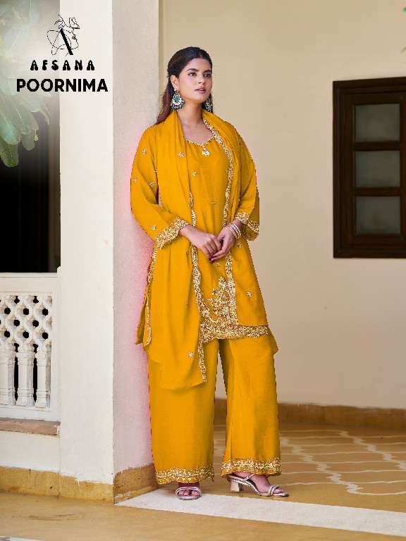 AFSANA POORNIMA WHOLESALE READYMADE CHINON WITH WORK FESTIVE WEAR 3 PCS COMBO SET SUITS SUPPLIER