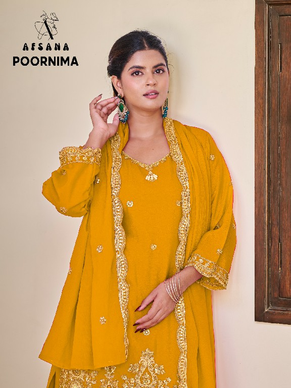 AFSANA POORNIMA WHOLESALE READYMADE CHINON WITH WORK FESTIVE WEAR 3 PCS COMBO SET SUITS SUPPLIER