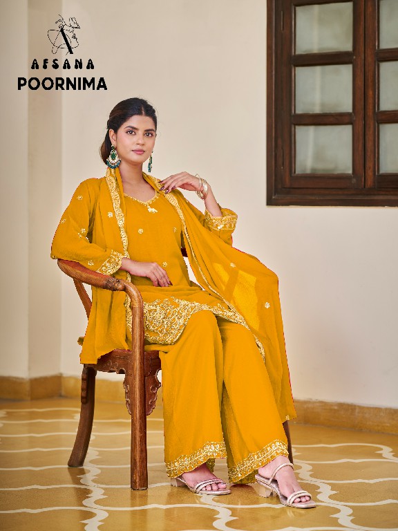 AFSANA POORNIMA WHOLESALE READYMADE CHINON WITH WORK FESTIVE WEAR 3 PCS COMBO SET SUITS SUPPLIER
