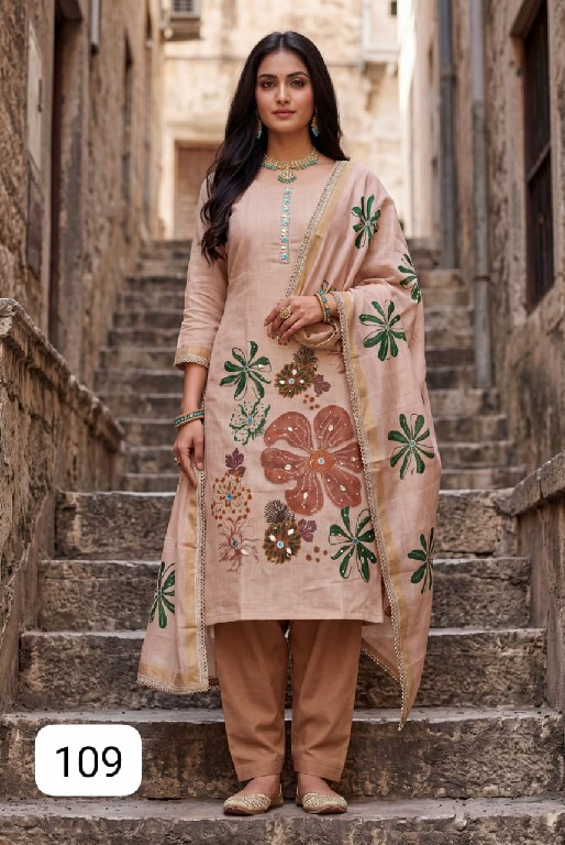 PURPLE CREATION MIA WHOLESALE READYMADE SIMMER LINEN COTTON AMAZING 3 PCS SUITS EXPORTER