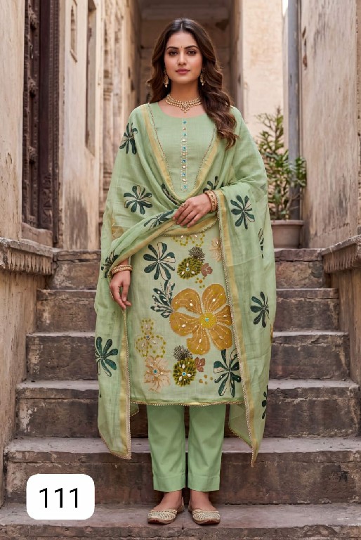 PURPLE CREATION MIA WHOLESALE READYMADE SIMMER LINEN COTTON AMAZING 3 PCS SUITS EXPORTER