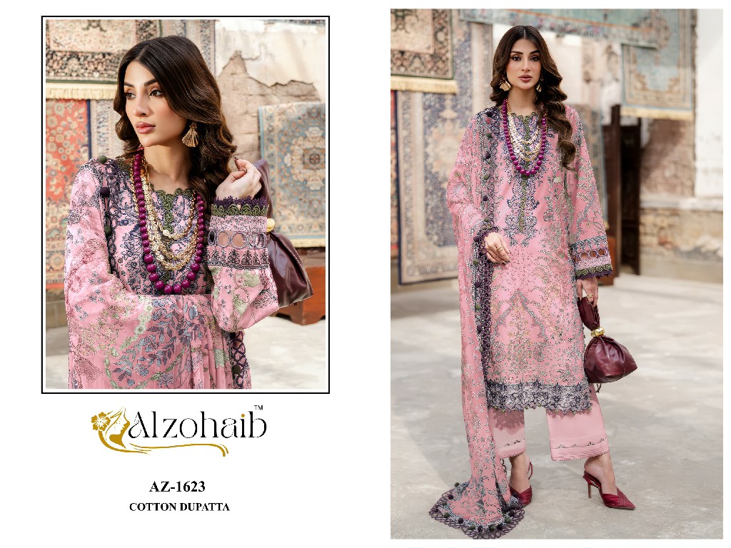 ALZOHAIB FULFA VOL 1 WHOLESALE PURE COTTON PAKISTANI CONCEPT UNSTITCH SALWAR SUITS SUPPLIER