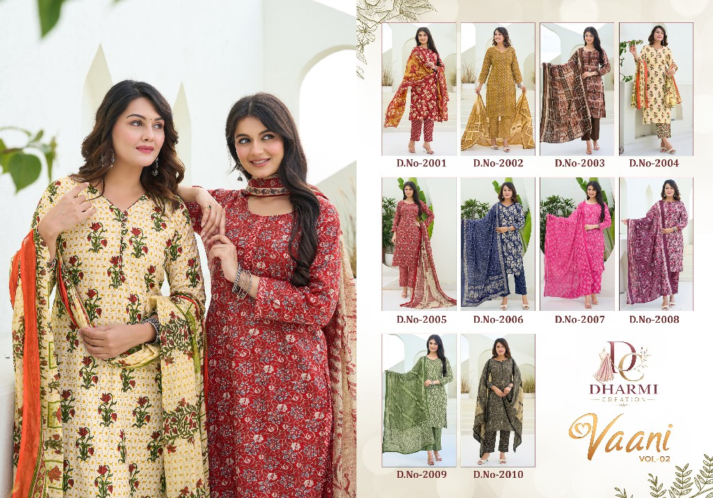 DHARMI CREATION VAANI VOL 2 WHOLESALE COTTON PRINTED DAILY WEAR DRESS MATERIAL ONLINE