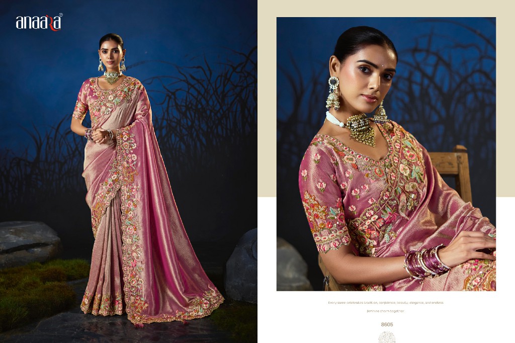 TATHASTU ANAARA SERIES 8601 TO 8612WHOLESALE SOFT SILK BEAUTIFUL ZARI WEAVING PARTY WEAR SAREES FOR WOMEN SUPPLIER