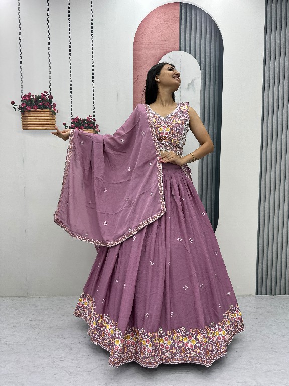 PRISHA CREATION D.NO PC-606 WHOLESALE READYMADE CHINON WEDDING FUNCTION WEAR LEHENGA CHOLI FOR EXPORT
