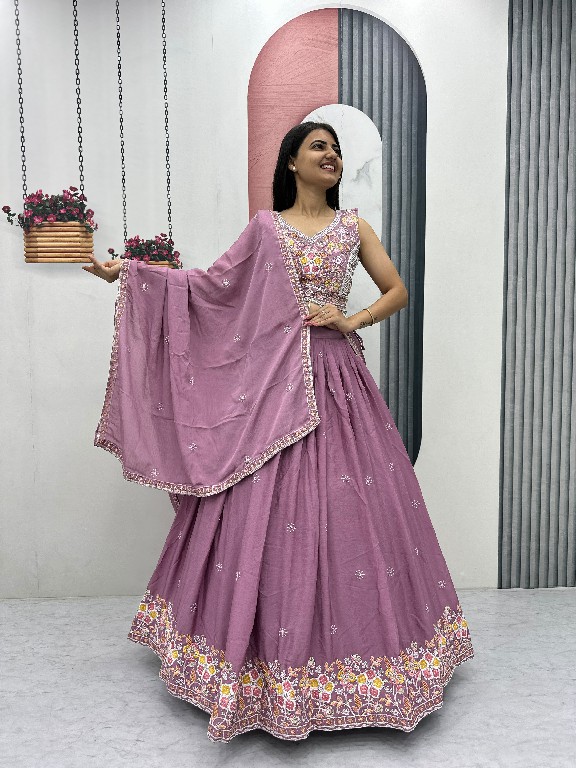PRISHA CREATION D.NO PC-606 WHOLESALE READYMADE CHINON WEDDING FUNCTION WEAR LEHENGA CHOLI FOR EXPORT