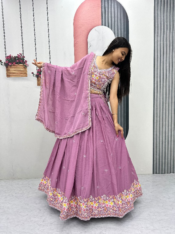 PRISHA CREATION D.NO PC-606 WHOLESALE READYMADE CHINON WEDDING FUNCTION WEAR LEHENGA CHOLI FOR EXPORT