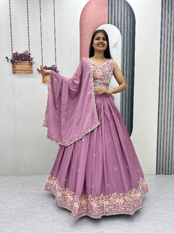 PRISHA CREATION D.NO PC-606 WHOLESALE READYMADE CHINON WEDDING FUNCTION WEAR LEHENGA CHOLI FOR EXPORT