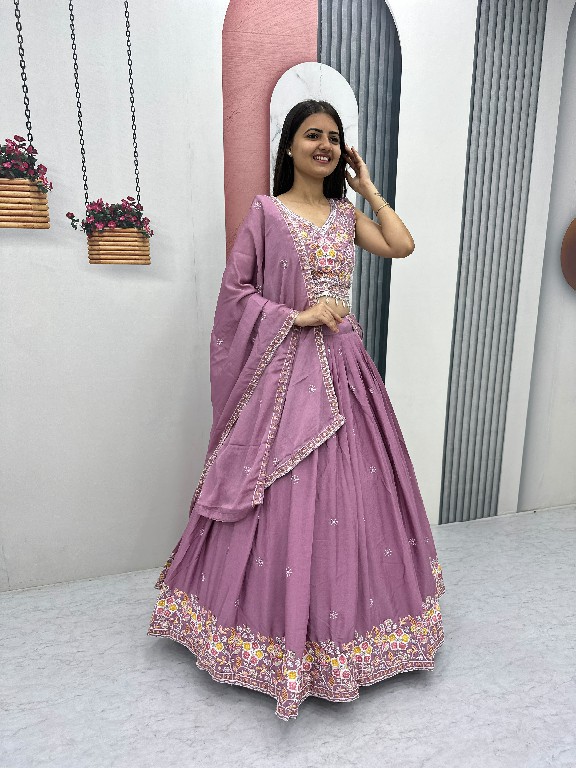 PRISHA CREATION D.NO PC-606 WHOLESALE READYMADE CHINON WEDDING FUNCTION WEAR LEHENGA CHOLI FOR EXPORT