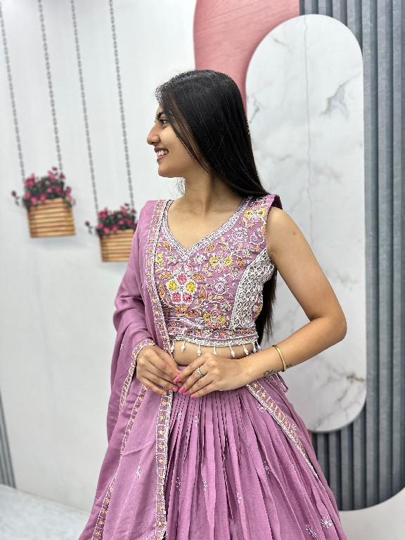 PRISHA CREATION D.NO PC-606 WHOLESALE READYMADE CHINON WEDDING FUNCTION WEAR LEHENGA CHOLI FOR EXPORT