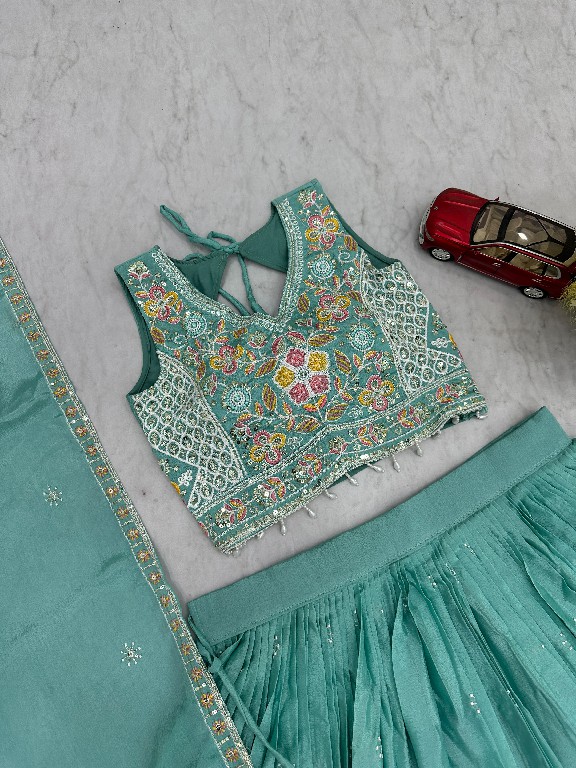 PRISHA CREATION D.NO PC-606 WHOLESALE READYMADE CHINON WEDDING FUNCTION WEAR LEHENGA CHOLI FOR EXPORT