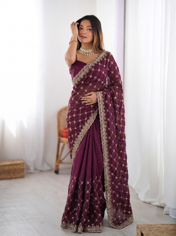 TEXTILEDEAL D.NO KD-647 WHOLESALE FENDY SILK HEAVY BEADS WORK DESIGNER SAREES FOR WOMEN EXPORTER