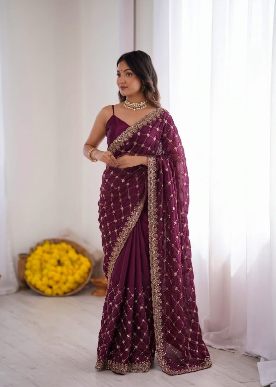 TEXTILEDEAL D.NO KD-647 WHOLESALE FENDY SILK HEAVY BEADS WORK DESIGNER SAREES FOR WOMEN EXPORTER