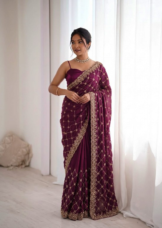 TEXTILEDEAL D.NO KD-647 WHOLESALE FENDY SILK HEAVY BEADS WORK DESIGNER SAREES FOR WOMEN EXPORTER